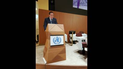 José Ángel Portal Miranda, Ministro cubano de Salud Pública, en 75 Asamblea de OMS
