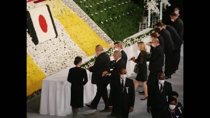 El miembro del Buró Político y Primer Ministro de la República de Cuba, Manuel Marrero Cruz, encabezó la delegación cubana que participó en el funeral de Estado del ex primer ministro japonés Abe Shinzo.