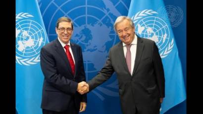 Encuentro de Bruno Rodríguez Parrilla con António Guterres