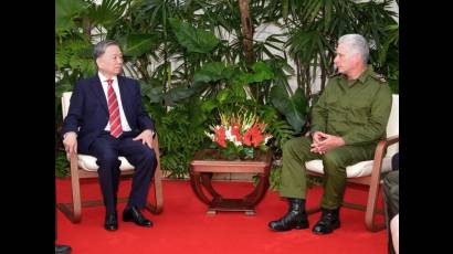 Presidente de Cuba recibió al ministro de Seguridad Pública de Vietnam,