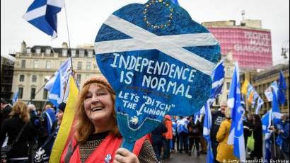 Manifestación por la independencia de Escocia en Glasgow, 2019