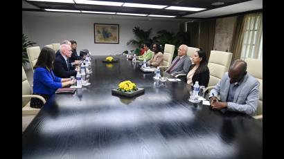 El vice primer ministro, Ricardo Cabrisas Ruiz recibió al viceministro primero de Relaciones Exteriores de Canadá, David Morrison.