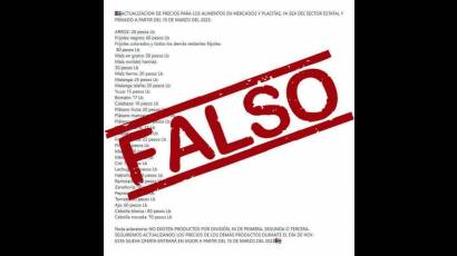 Noticia falsa sobre nuevos precios de productos agrícolas