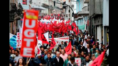 El movimiento sindical ecuatoriano exigió una mayor inversión social para los próximos años.