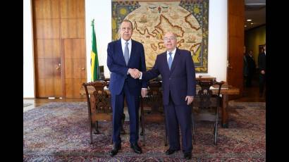 Los cancilleres de Rusia y Brasil Serguei Lavrov y Mauro Vieira