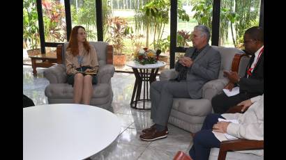 El Jefe de Estado cubano recibió a la Relatora especial del Consejo de Derechos Humanos, Alena Douhan.
