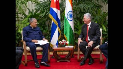Díaz-Canel sostuvo encuentro con el jefe de Gobierno del Estado indio de Kerala.