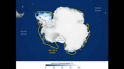 Extensión mínima de hielo marino en la Antártida al término del verano austral 2022-2023