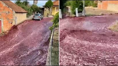 Ríos de vino inundan pueblito portugués
