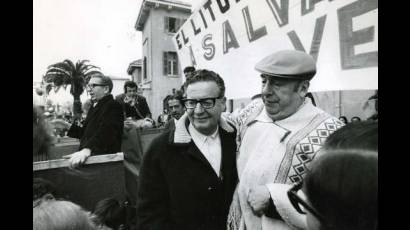 Pablo Neruda y Salvador Allende