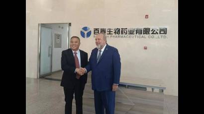 El primer Ministro de Cuba, Manuel Marrero Cruz visitó la empresa mixta Biotech Pharma (BPL),  como parte de la visita oficial a China