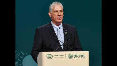 Presidente de Cuba en la Cumbre de Acción Climática que tiene lugar en la ciudad de Dubái