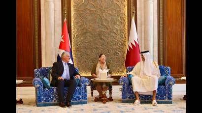 Presidente de Cuba califica de fructífero intercambio con emir de Qatar
