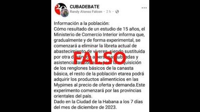 Desmiente Mincin noticia falsa sobre libreta de abastecimiento