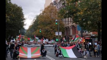 Manifestación a favor de la resistencia palestina
