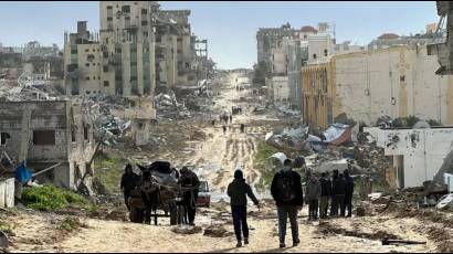 Una vista de la destrucción por culpa de Israel áreas de Khan Yunis, Gaza