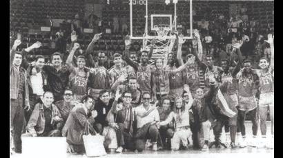 Equipo Cuba de baloncesto en Múnich 1972.