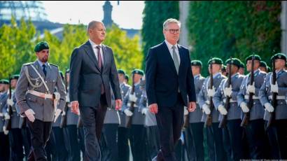 El canciller alemán, Olaf Scholz, recibió a Starmer en Berlín