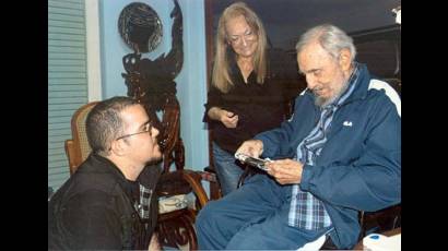 Randy Perdomo García durante su encuentro co Fidel.