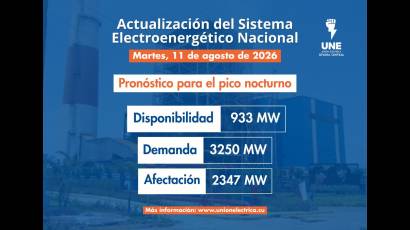 Pronóstico de la UNE para este martes 11 de agosto de 2026
