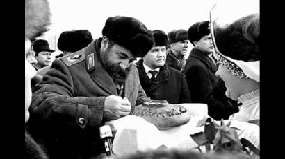 El Comandante en Jefe durante una de sus visitas a Moscú.
