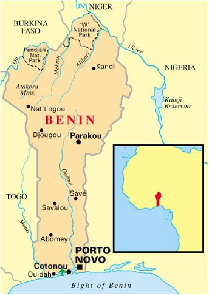 Mapa de la República de Benin