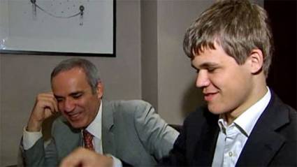 El legendario Gary Kasparov junto al «fenómeno» noruego Magnus Carlsen