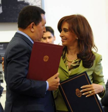 Cristina Fernández se reunió con Hugo Chávez