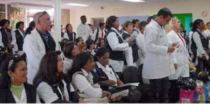 Regreso de Bolivia de la brigada médica cubana Moto Méndez