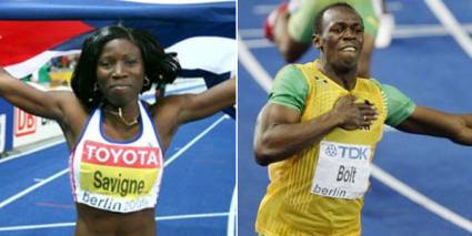 Yargelis Savigne y Usain Bolt