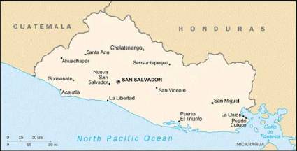 Mapa de Guatemala y El Salvador