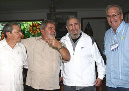 Encuentro de Lula da Sailva con Fidel y Raúl