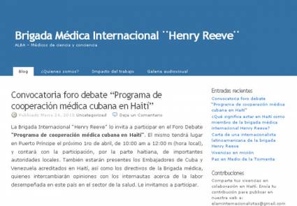 Blog de la brigada Henry Reeve en Haití