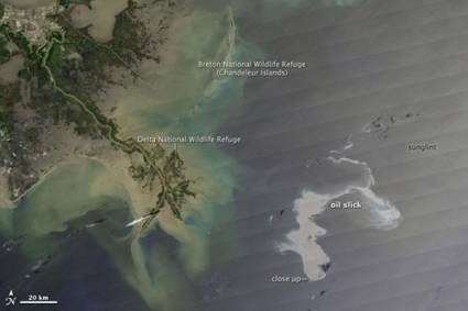 Imágenes satelitales de la mancha de petróleo del Golfo de México