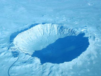 Cráter de impacto de meteorito en Antártida