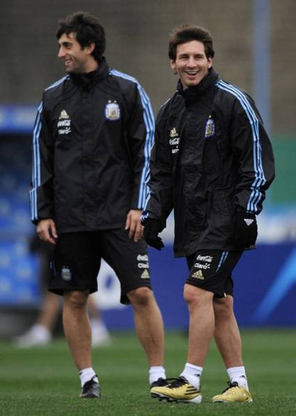 Messi en el entrenamiento de la selección