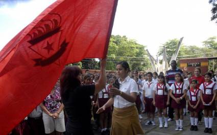 Acto de abanderamiento en Villa Clara