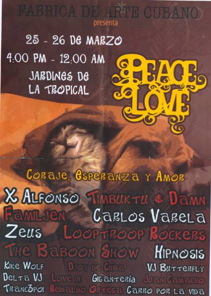 Cartel del Festival Peace and Love, de Suecia a La Habana