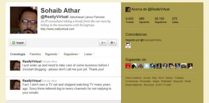 Sohaib Athar en Twitter
