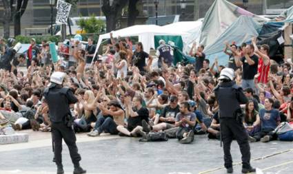 Acampada de los indignados en Barcelona