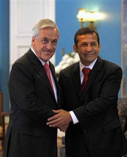 Presidente de Chile Sebastián Piñera, junto al presidente electo de Perú, Ollanta Humala