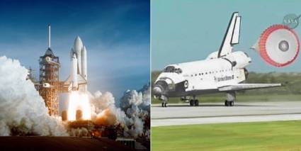 El transbordador Columbia y el más reciente aterrizaje del Atlantis