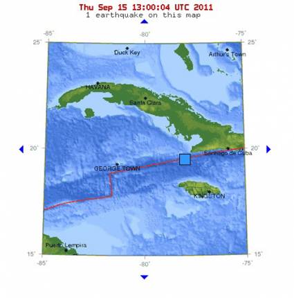 Mapa del temblor en Granma