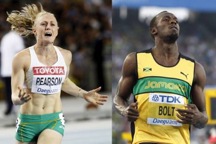 Sally Pearson y Usain Bolt