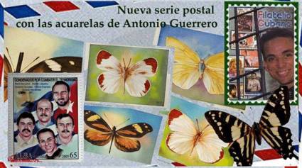 Serie postal con las mariposas de Antonio Guerrero