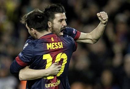 Lionel Messi y David Villa