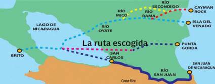 Ruta escogida del Canal Inter-Oceánico de Nicaragua