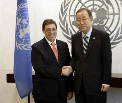 Ban Ki-moon y Bruno Rodríguez