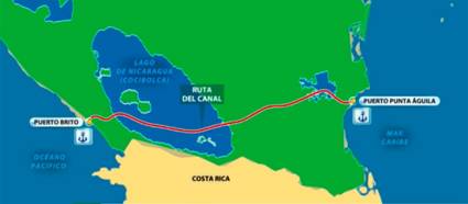 Ruta definitiva del Gran Canal de Nicaragua