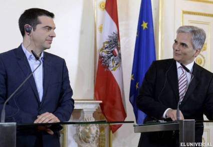 Tsipras con el canciller austriaco, Werner Faymann